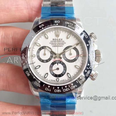 Noob Factory 316L Rolex Daytona 7750 White Face Black Ceramic Bezel 40mm Men's Watch